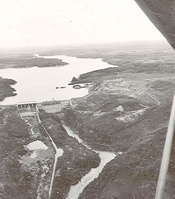 Aerial view of powerplant and colony - photographer unknown